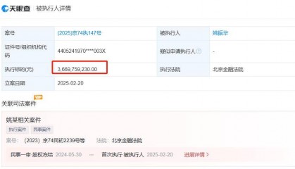 姚振华金融帝国风雨飘摇,北京金融法院裁决近36.7亿执行案