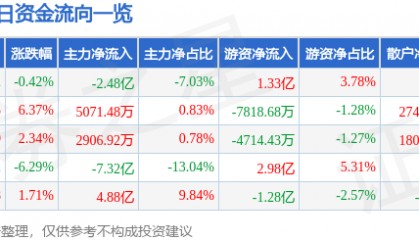 股票行情快报:江淮汽车(600418)9月1日主力资金净卖出2.48亿元
