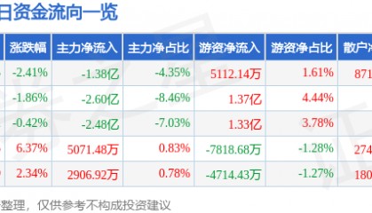 股票行情快报:江淮汽车(600418)9月3日主力资金净卖出1.38亿元