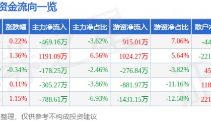 股票行情快报:徐家汇(002561)8月26日主力资金净卖出469.16万元