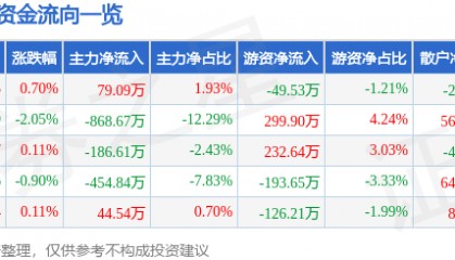 股票行情快报:徐家汇(002561)8月1日主力资金净买入79.09万元