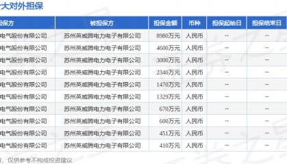 英威腾披露12笔对外担保,被担保方为苏州英威腾电力电子有限公司